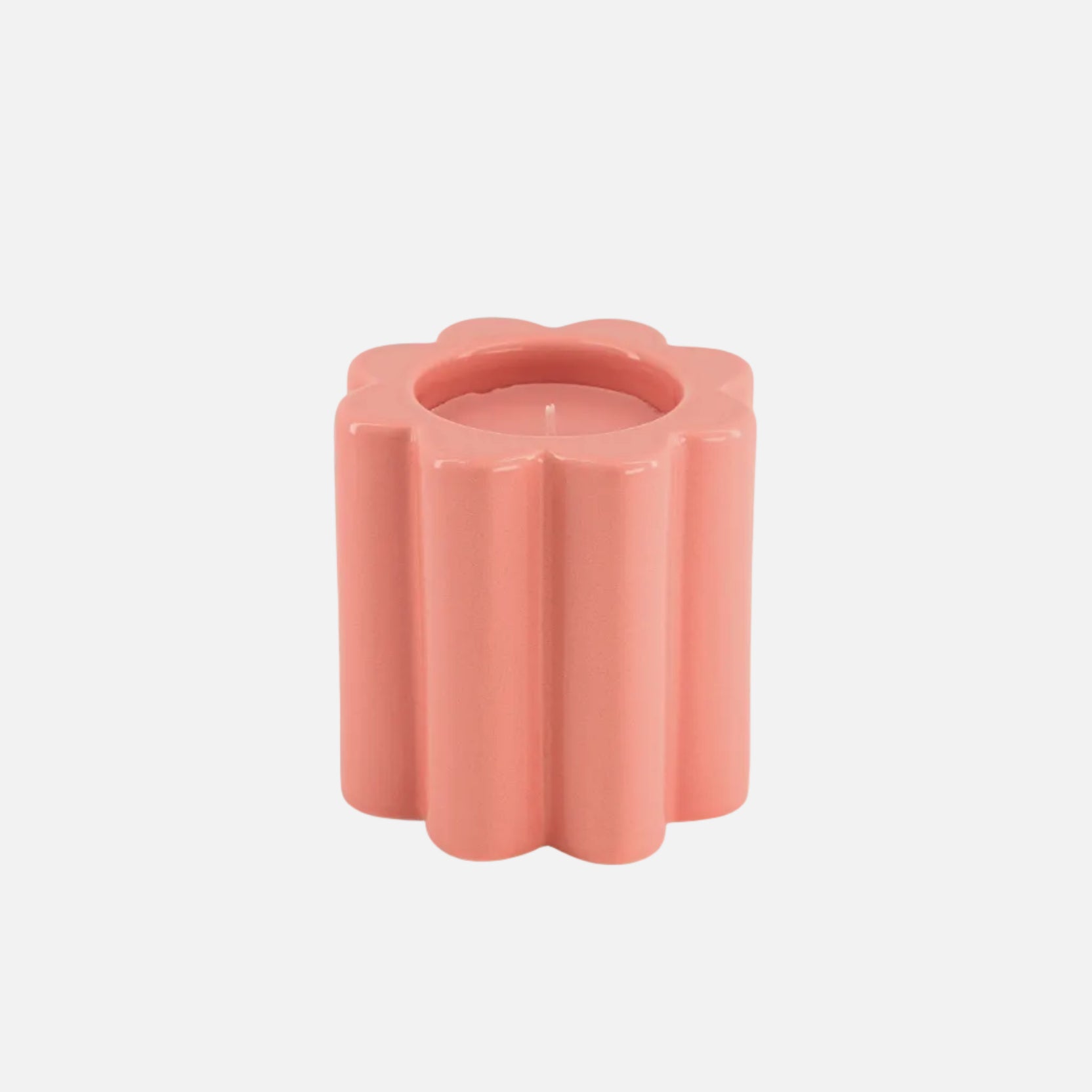 شمعة كانديلا برائحة شجرة التين في وعاء خزفي وردي فاتح