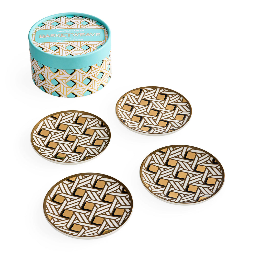 Basketweave Coaster, 10cm, Set of 4