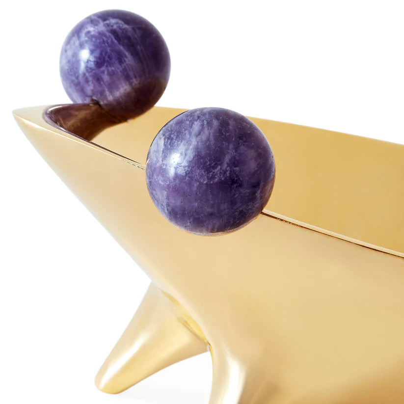 Brass and Amethyst Frog Bowl, 20cm
