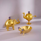Brass and Amethyst Frog Bowl, 20cm