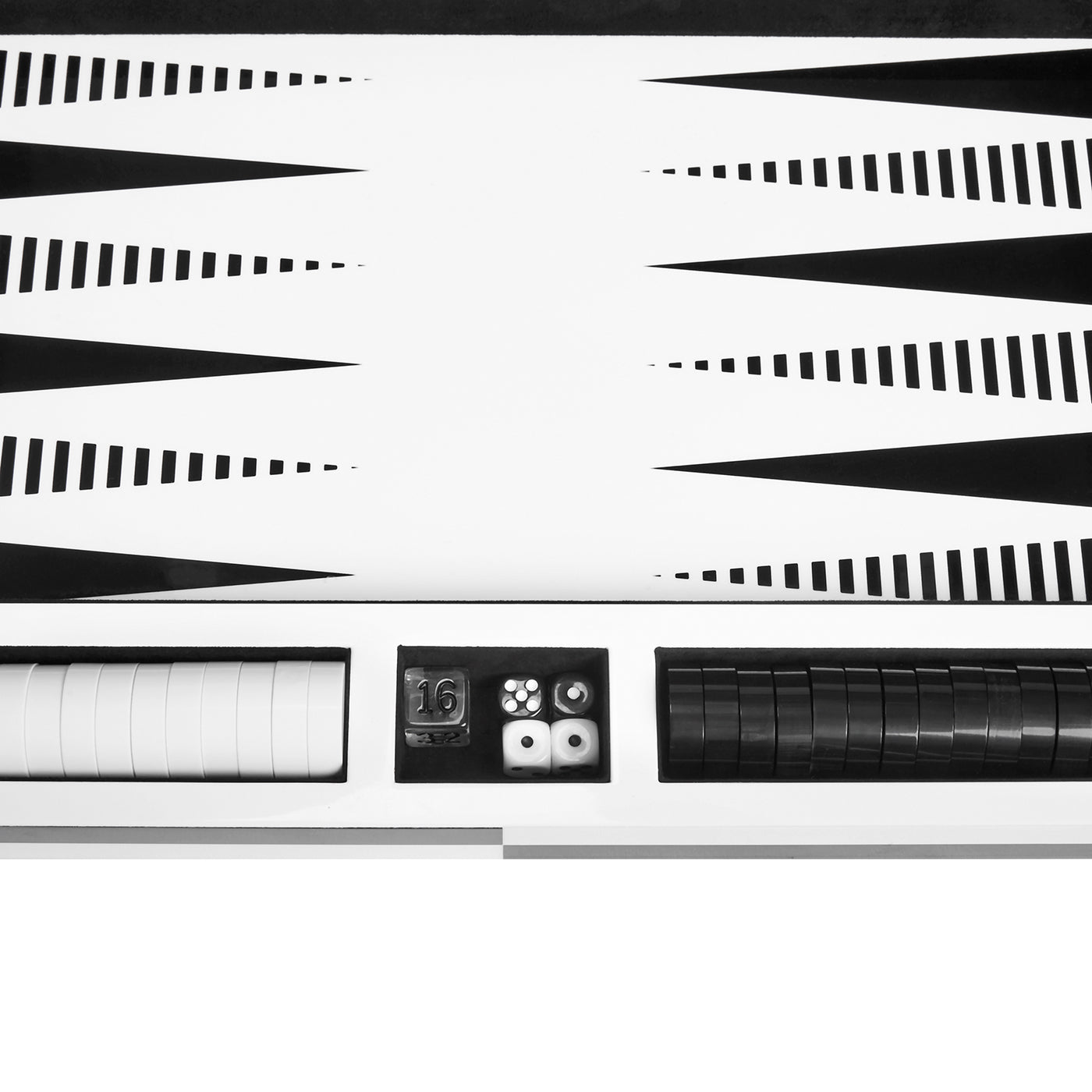 Op Art Backgammon Set - Black & White Lacquer Game Box