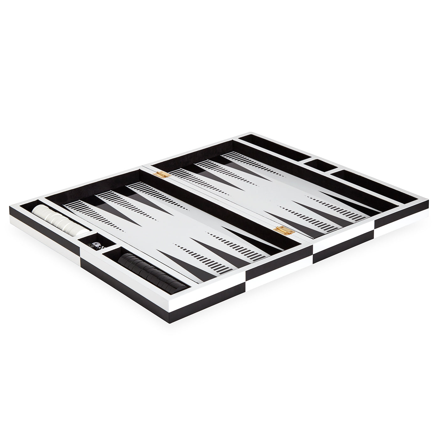 Op Art Backgammon Set - Black & White Lacquer Game Box