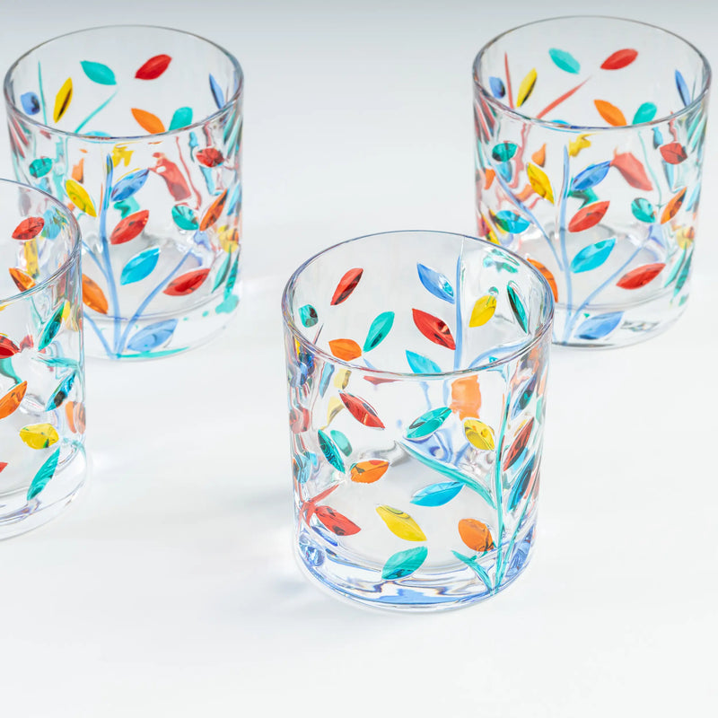 Rainbow Leaves Crystal Tumbler, Set of 4