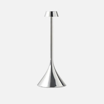 LEXON Steli Flat Dome Protable LED Table Lamp, Silver