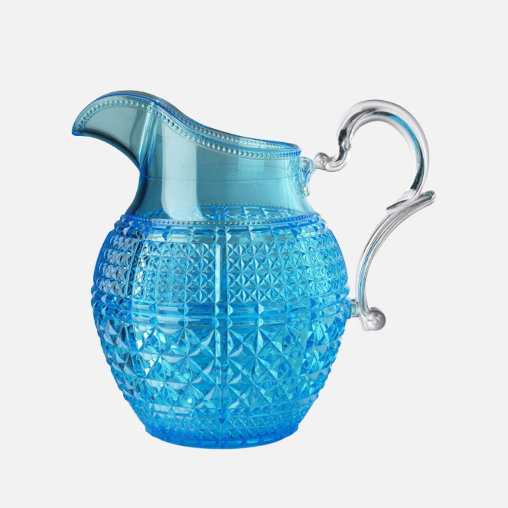 Mario Luca Giusti Halina Jug, Turquoise, 1.6L in synthetic crystal, front view