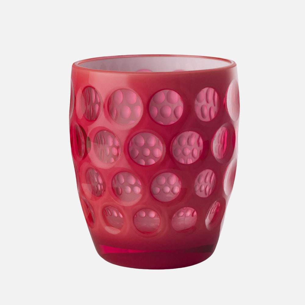 Mario Luca Giusti Lente Tumbler, Fuchsia in synthetic crystal, front view