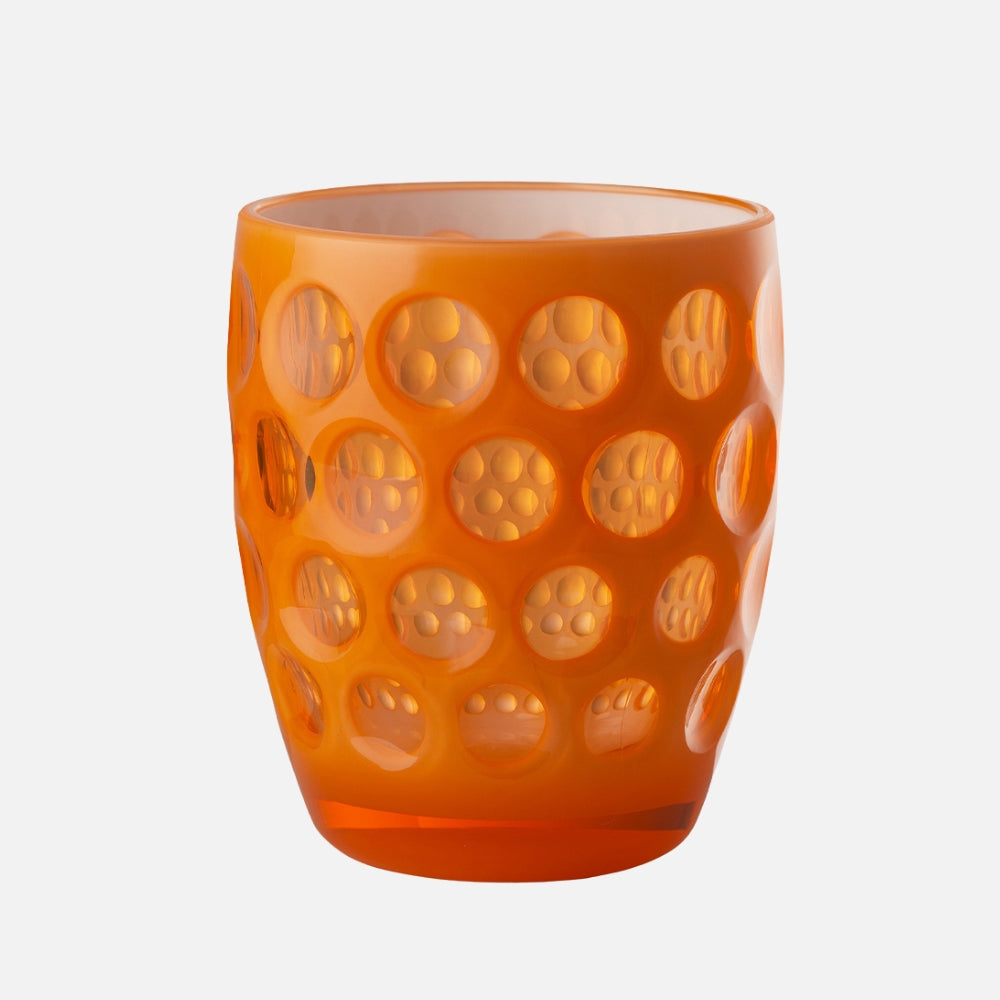 Mario Luca Giusti Lente Tumbler, Orange in synthetic crystal, front view