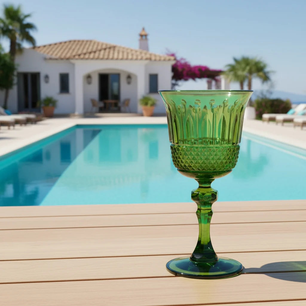 Mario Luca Giusti Nuova Italia Wine Glass, Green in synthetic crystal, alternative angle