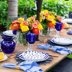 Mario Luca Giusti Palla Jug, Blue, 3L in synthetic crystal, styled in a table setting