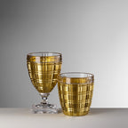 Mario Luca Giusti Winston Tumbler, Gold in synthetic crystal, styled in a table setting