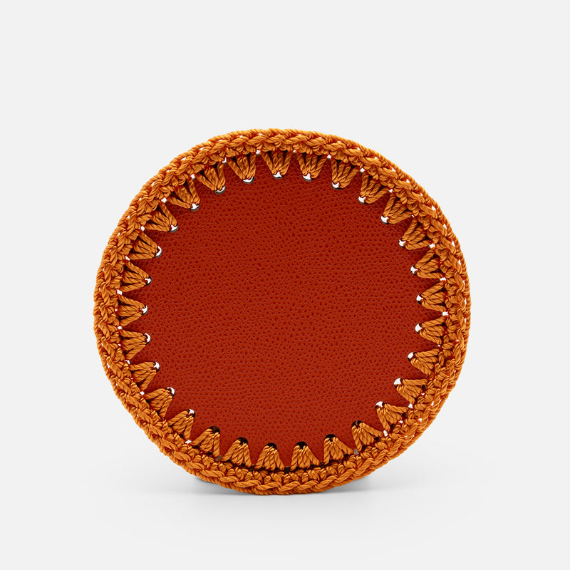 Rochelle Leather & Crochet Coaster, Mango, Set of 6