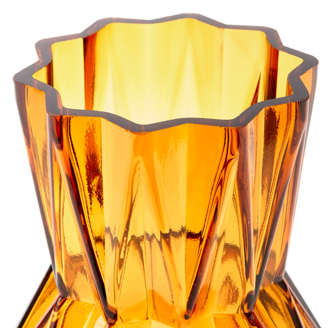 Ochre Folds Glass Vase, 31cm