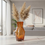 Ochre Folds Glass Vase, 31cm