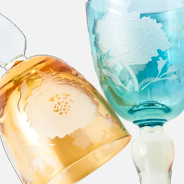 Peony Multicolour Wine Glasses, Set of 6