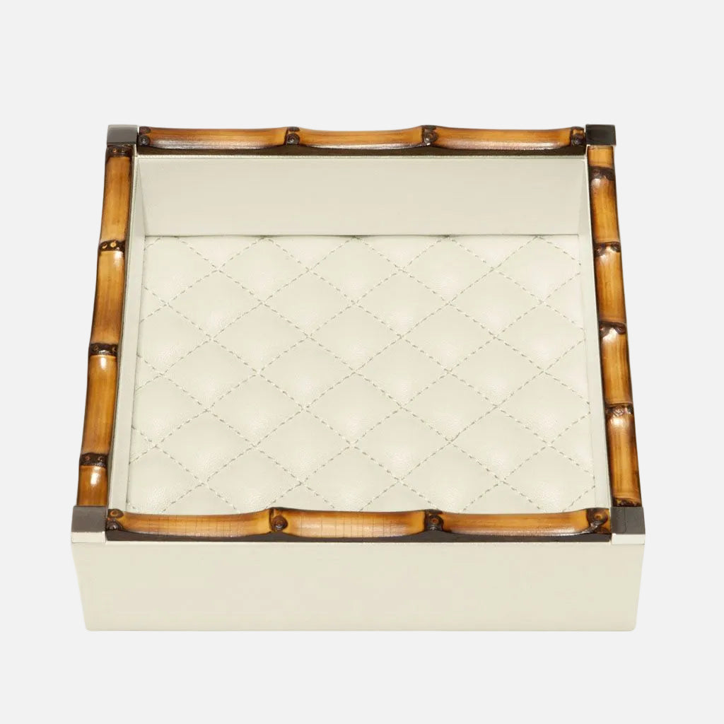 Riviere Bice Diamonds Square Valet Tray, Ivory, front view
