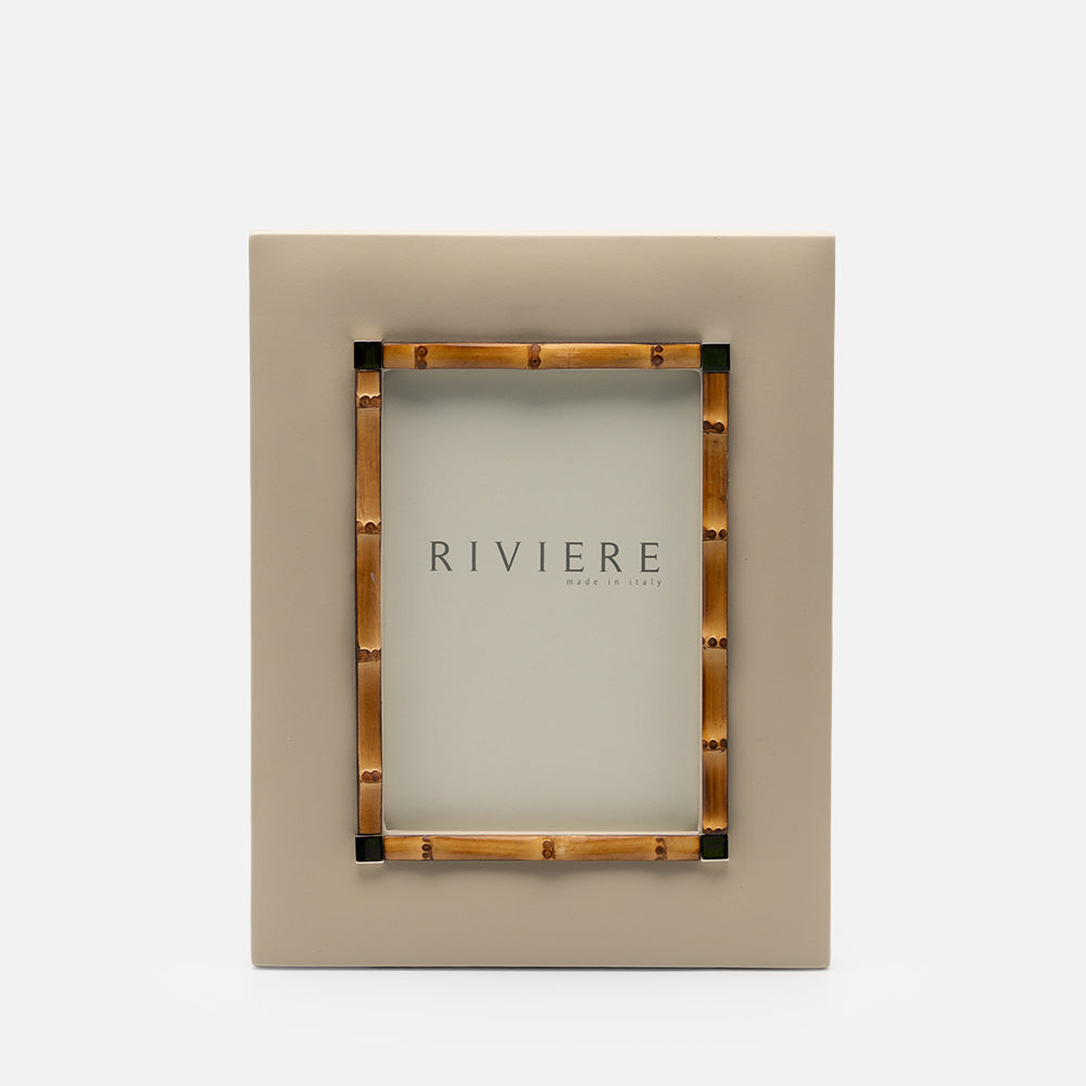Bice Picture Frame Small, Ivory/ Chrome