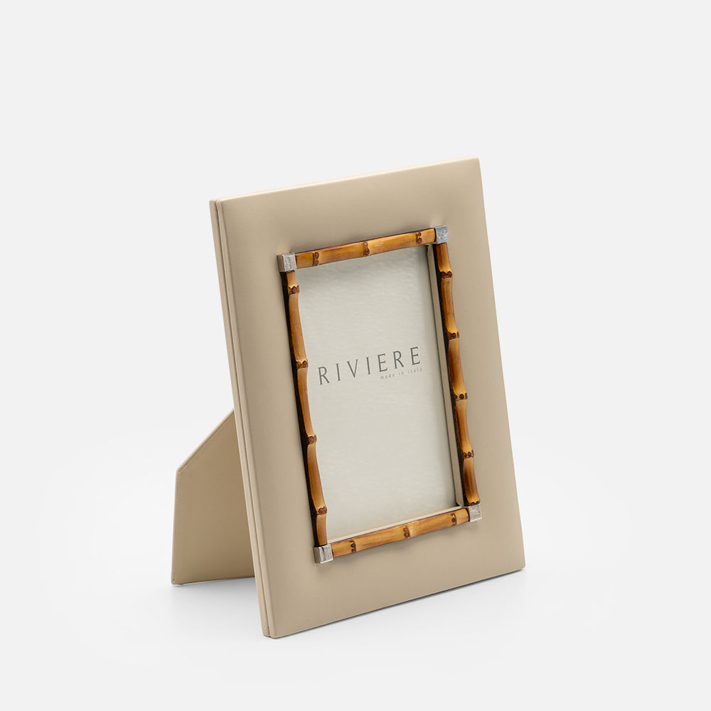 Bice Picture Frame Small, Ivory/ Chrome