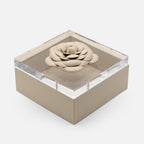 Riviere Fleur Camellia Diamonds Square Box, Ivory, 17x17cm, front view