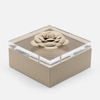 Fleur Camellia Diamonds Square Box, Ivory, 17x17cm