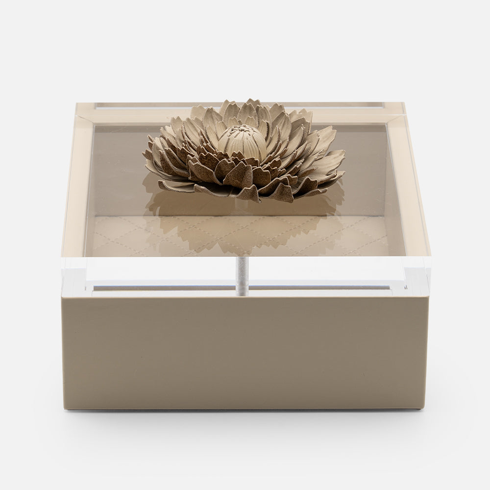 Fleur Dahlia Diamonds Square Box, Ivory, 17x17cm