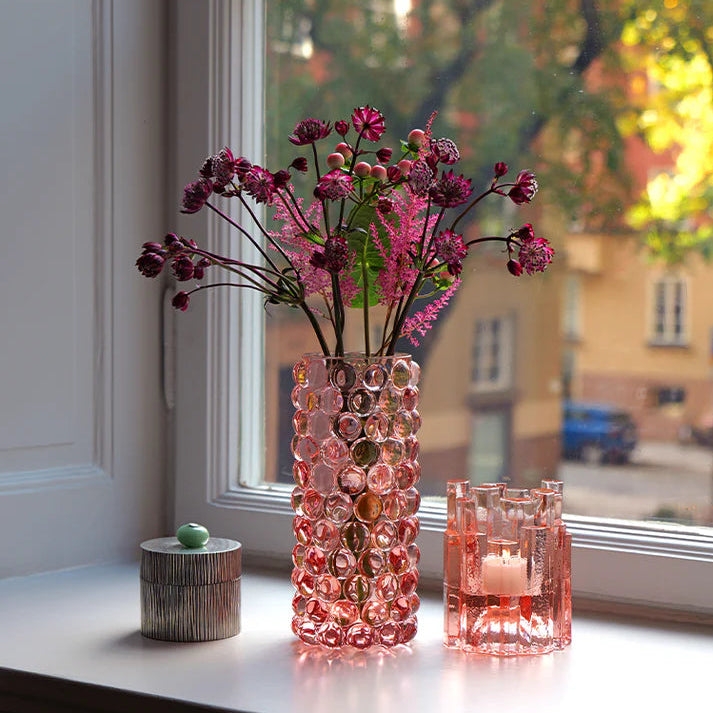 Boule Hurricane Vase, Rose