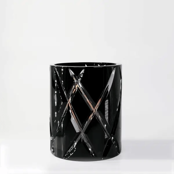 Classic Crystal Hurricane Lamp, Black, Medium