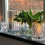 Skogsberg & Smart Boule Hurricane Lamp, Large, Clear, styled in a room setting