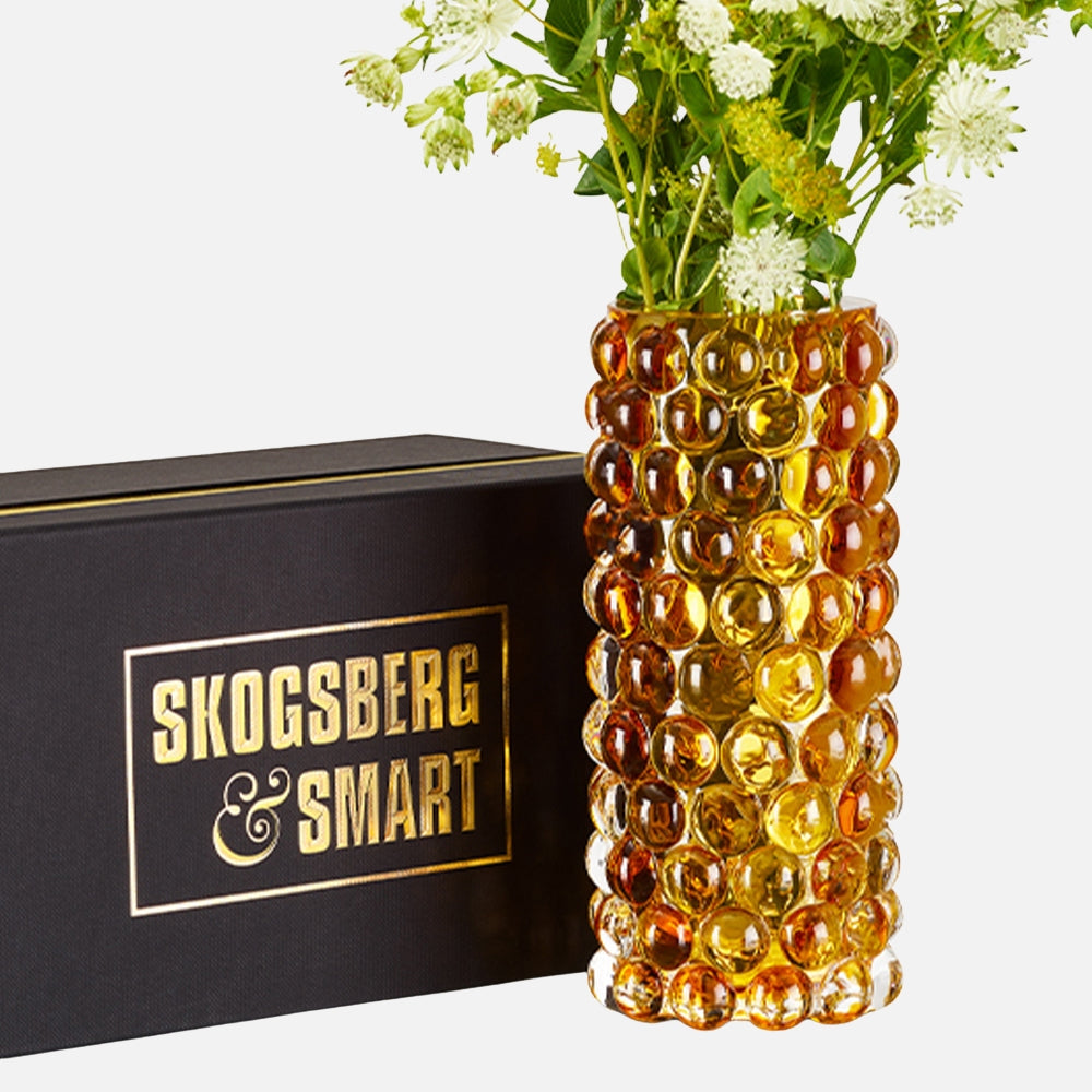 Skogsberg & Smart Boule Hurricane Vase, Amber, front view 2