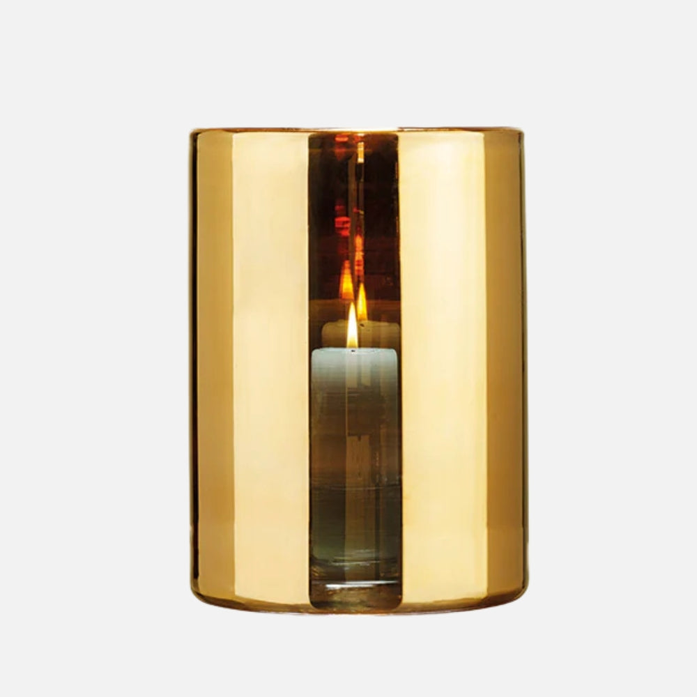Skogsberg & Smart Gold Hurricane Lamp, Large, front view