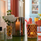 Skogsberg & Smart Silver Hurricane Lamp, Medium, styled in a room setting