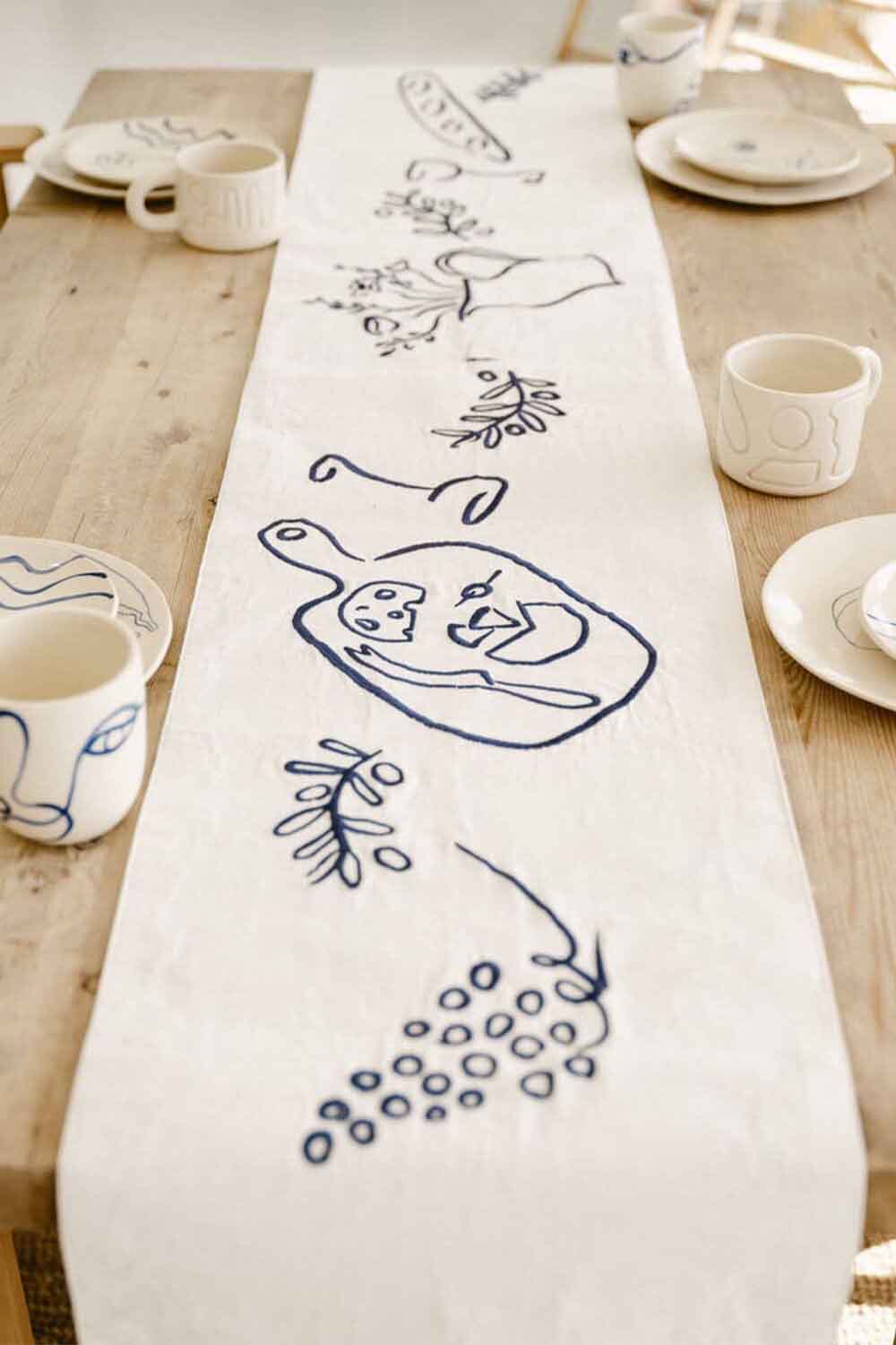 Lauren's Stripe Table Runner, Navy, 210cm