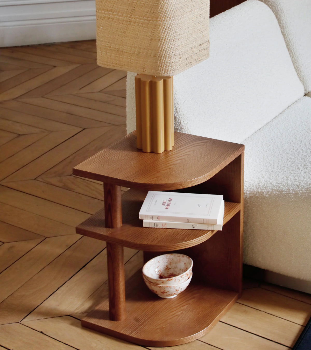 Carlotta Sidetable, Ash Wood with Iroko Finish, 50cm