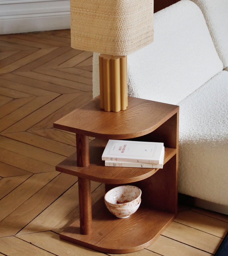 Carlotta Sidetable, Ash Wood with Iroko Finish, 50cm
