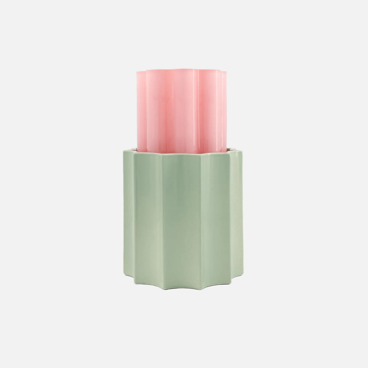 Duetto Vase, Pink & Almond, 28cm