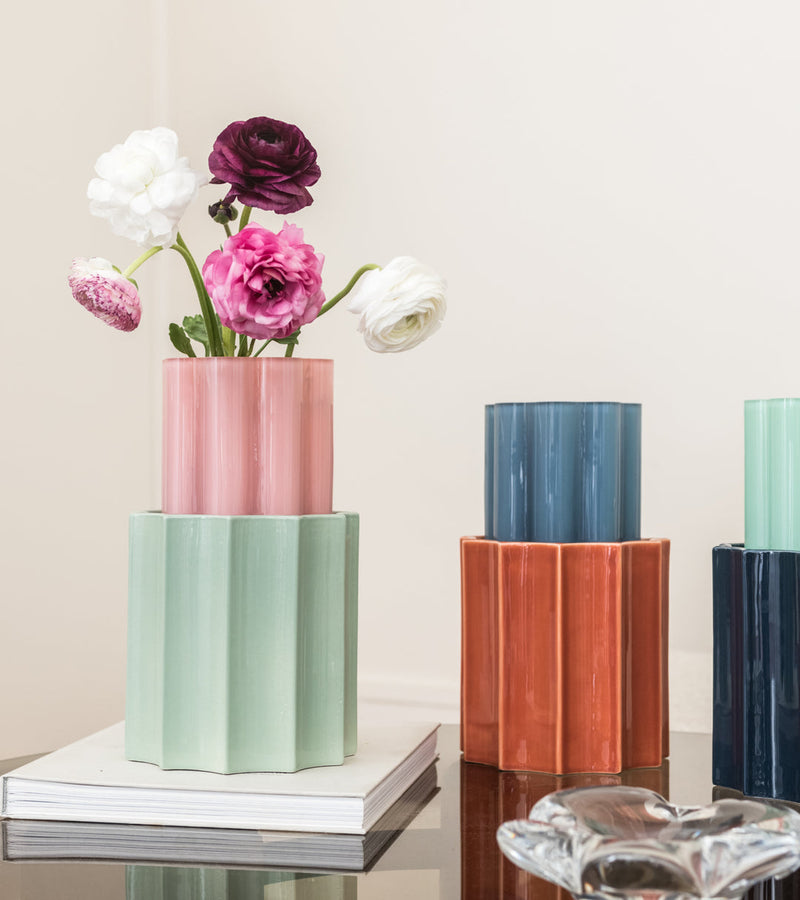 Duetto Vase, Pink & Almond, 28cm