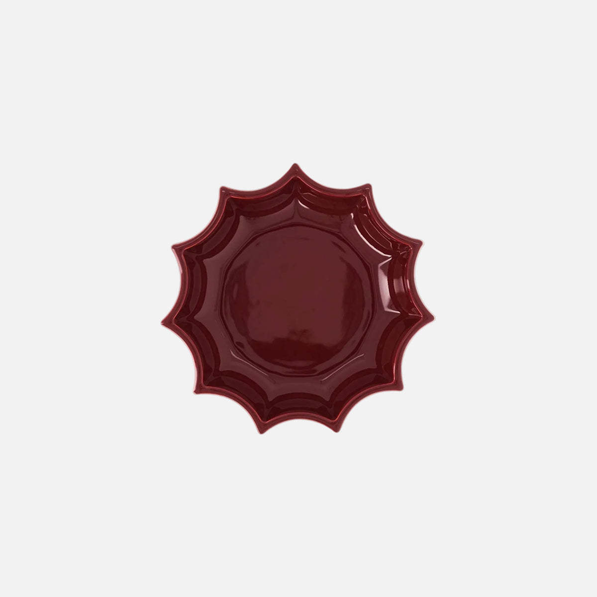 The Socialite Family Tasca décor tray in burgundy glazed ceramic, 22cm, front view