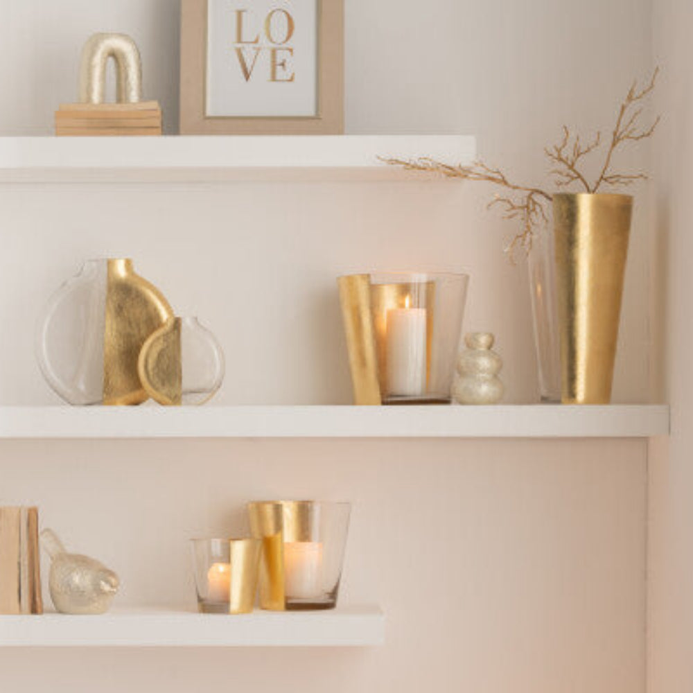 Moa Glass Decorative Vase – Transparent & Gold