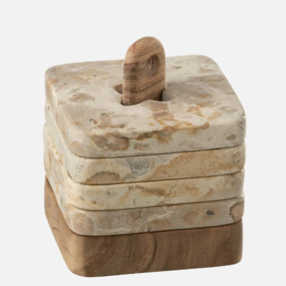 Marble Coaster Set of 4 – Natural/Beige