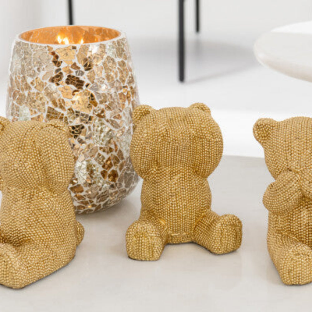 Crackled Glass Candle Holder – Gold Decorative Candle Light