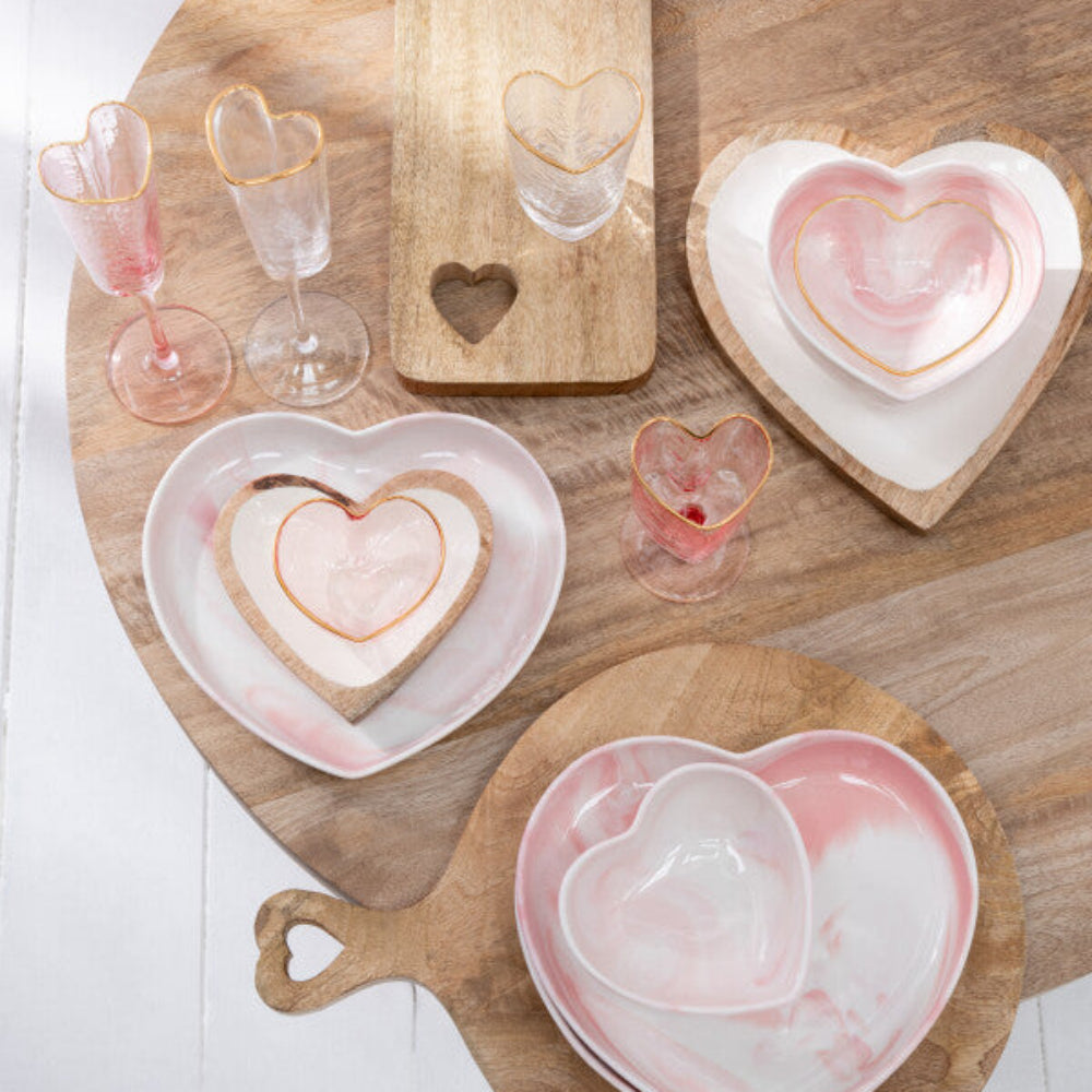 Heart Drinking Glass – Gold & Transparent