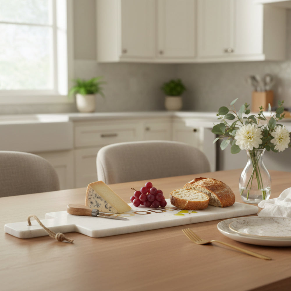 Marble Rectangle Cheese Board – White Serving Board