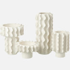 White Helix Cylindrical Ceramic Vase - White