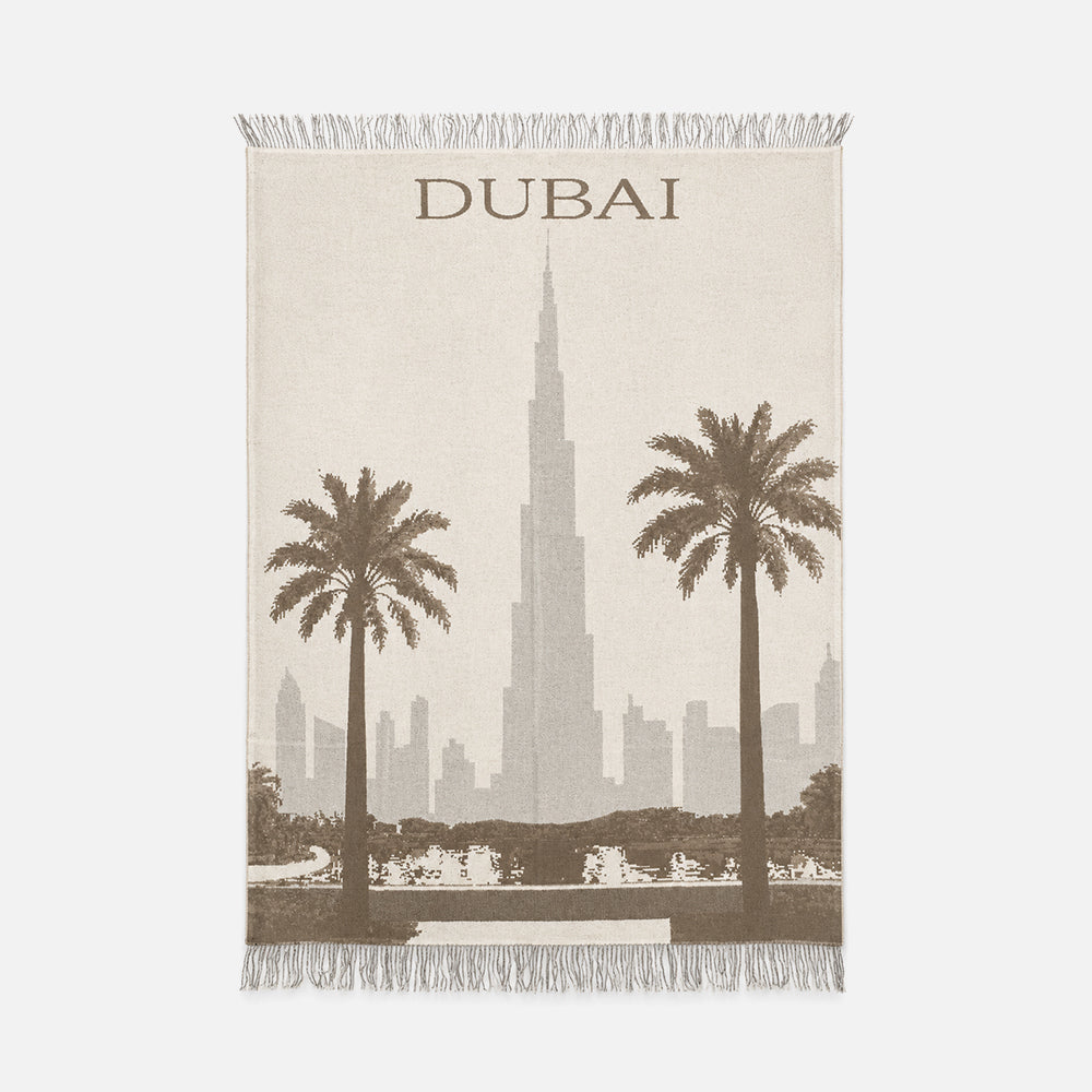 Dubai Cityscape Cashmere Wool Throw, 140x180cm