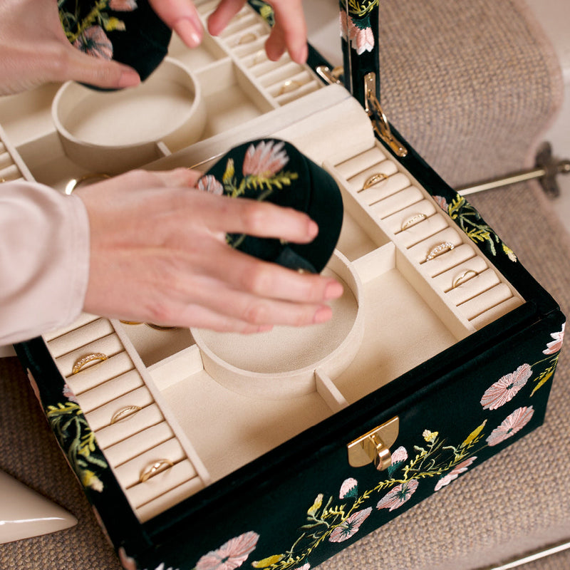 Zoe Medium Jewellery Box, Indigo, 28.9x23cm