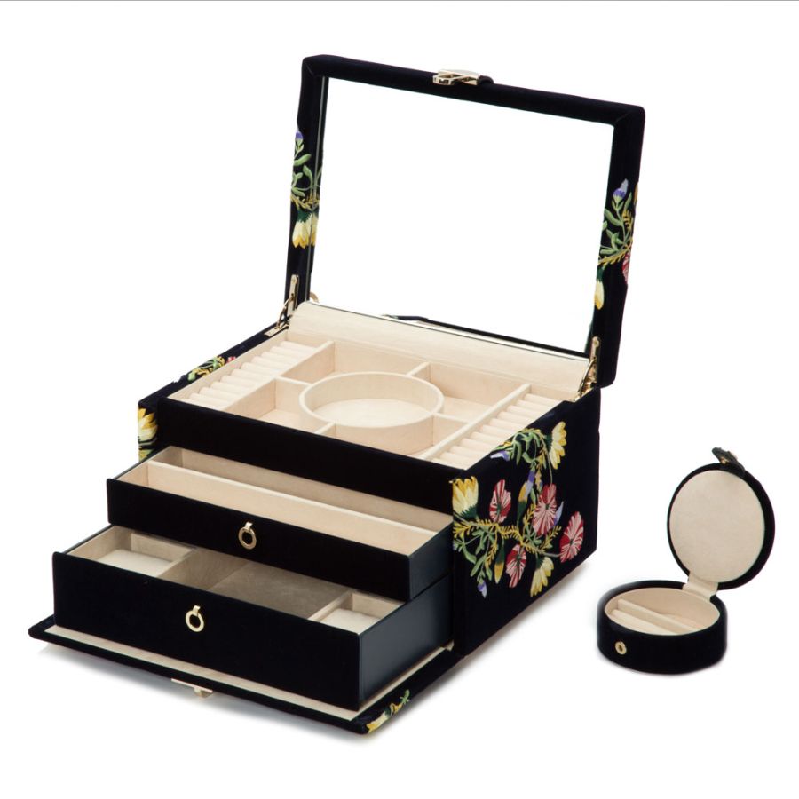 Zoe Medium Jewellery Box, Indigo, 28.9x23cm