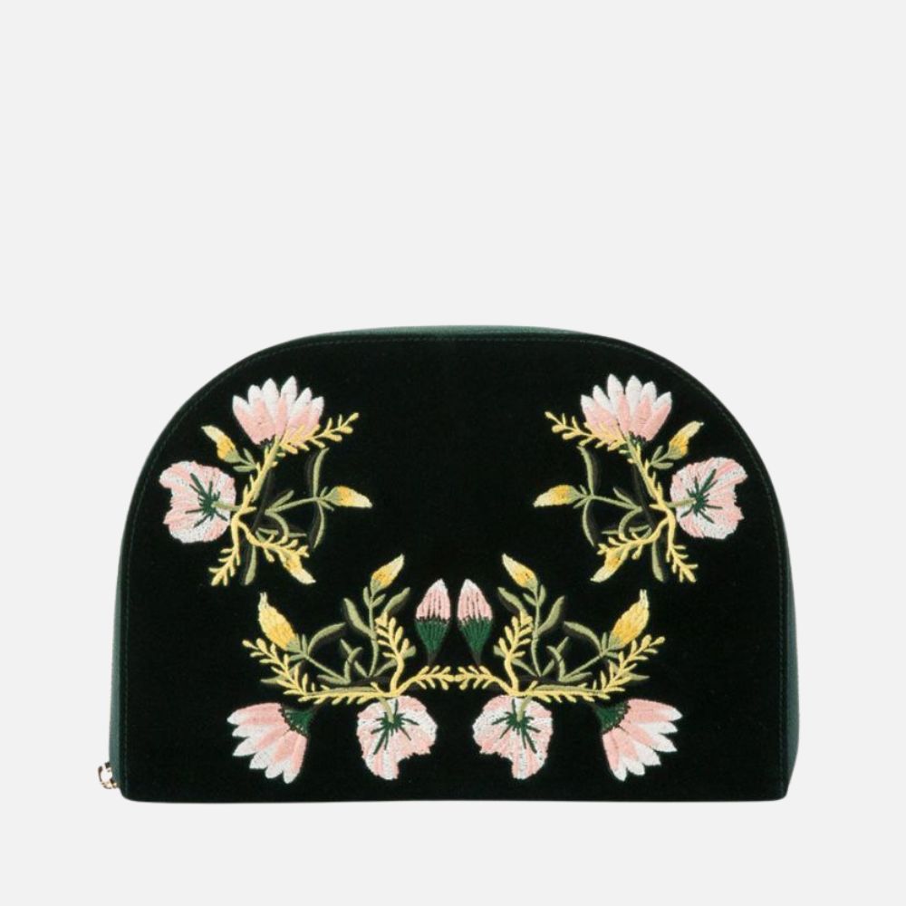 Zoe Velvet Forest Green Jewelery Portfolio, 27x18.8cm