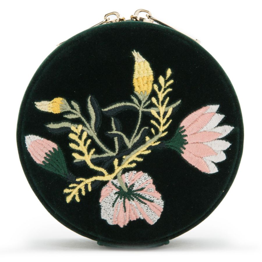 Zoe Velvet Green Travel Jewelery Case, 12cm
