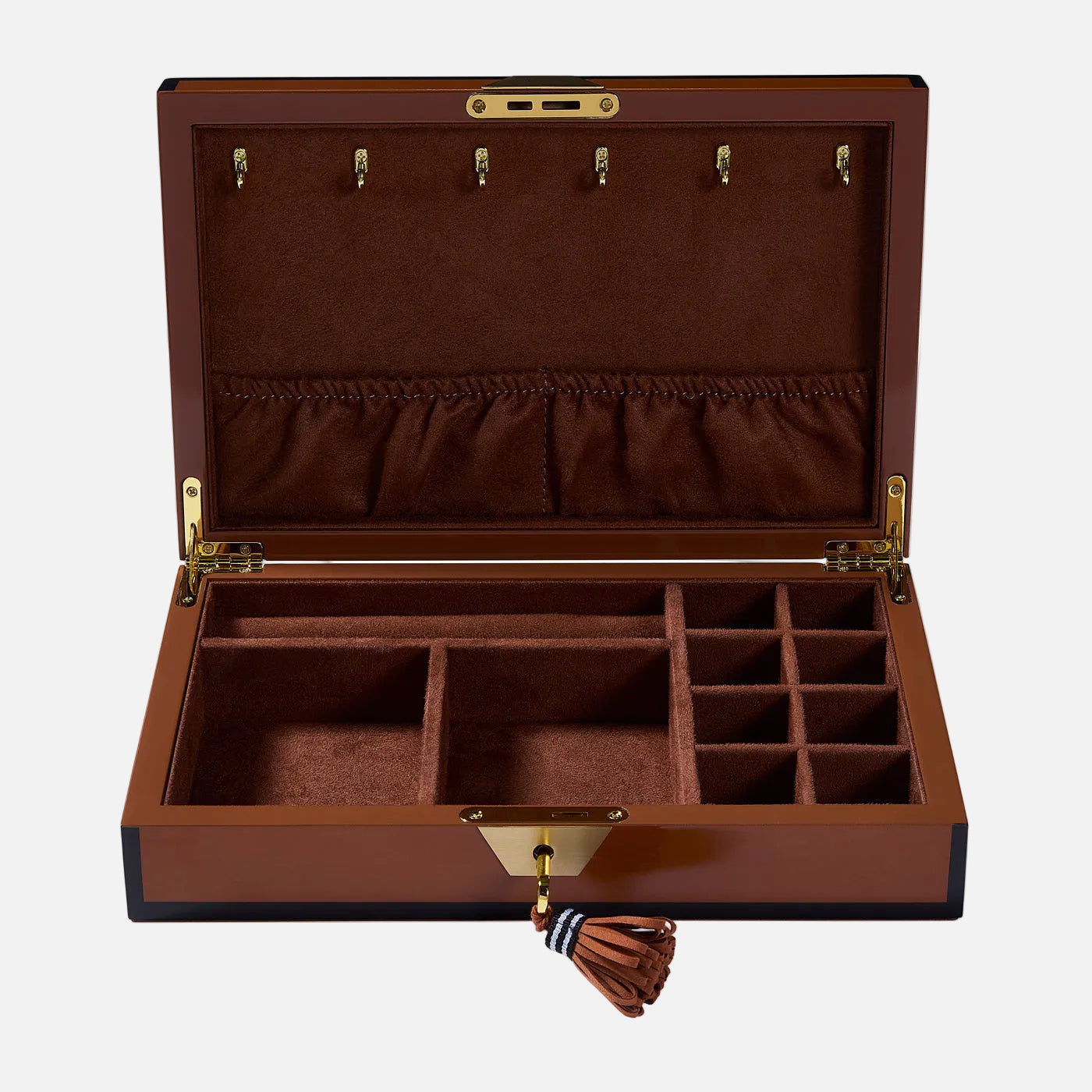 Zebra Lacquer Jewelry Box – Cognac & Camel Velvet