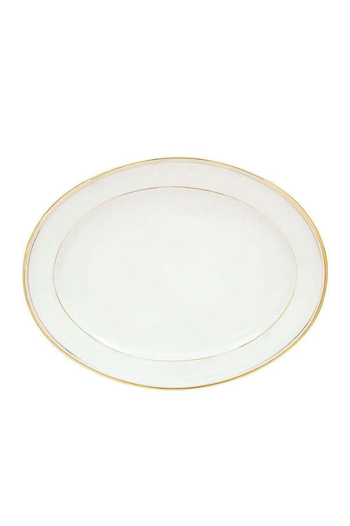 Shangai Gold Xlarge Oval Platter, White/Gold, 39 cm