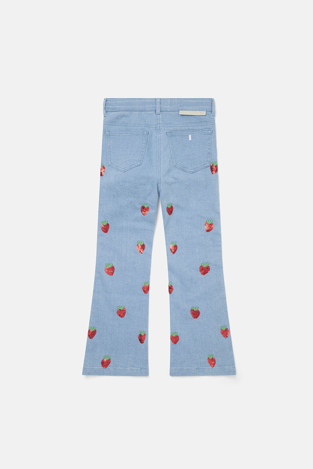 Sequins Strawberries Embro Flare Denim Trousers